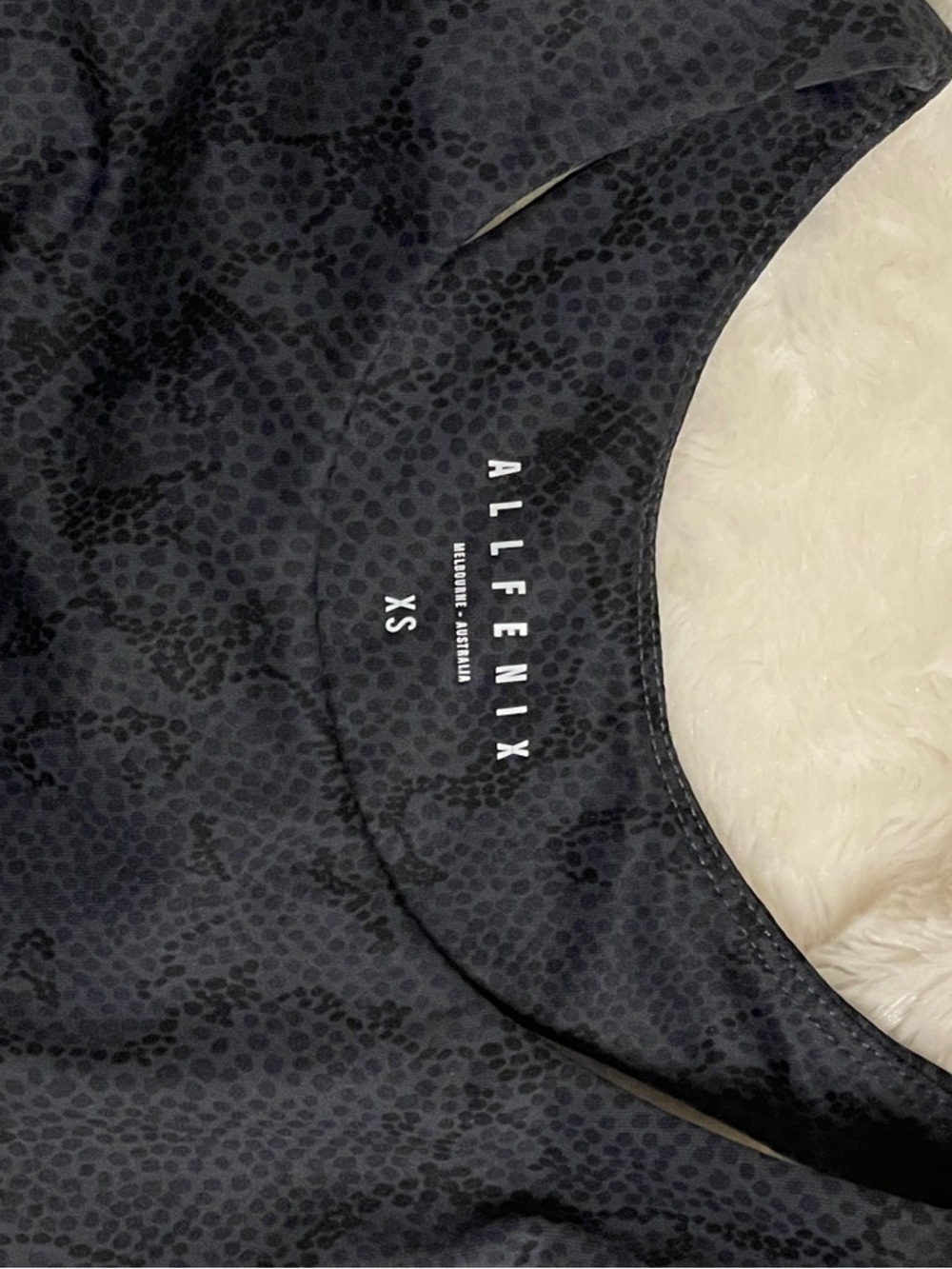 AllFenix Sports Bra XS Racerback Cut Out Back Blue Black Snake Skin Print Womens - Picture 2 of 5